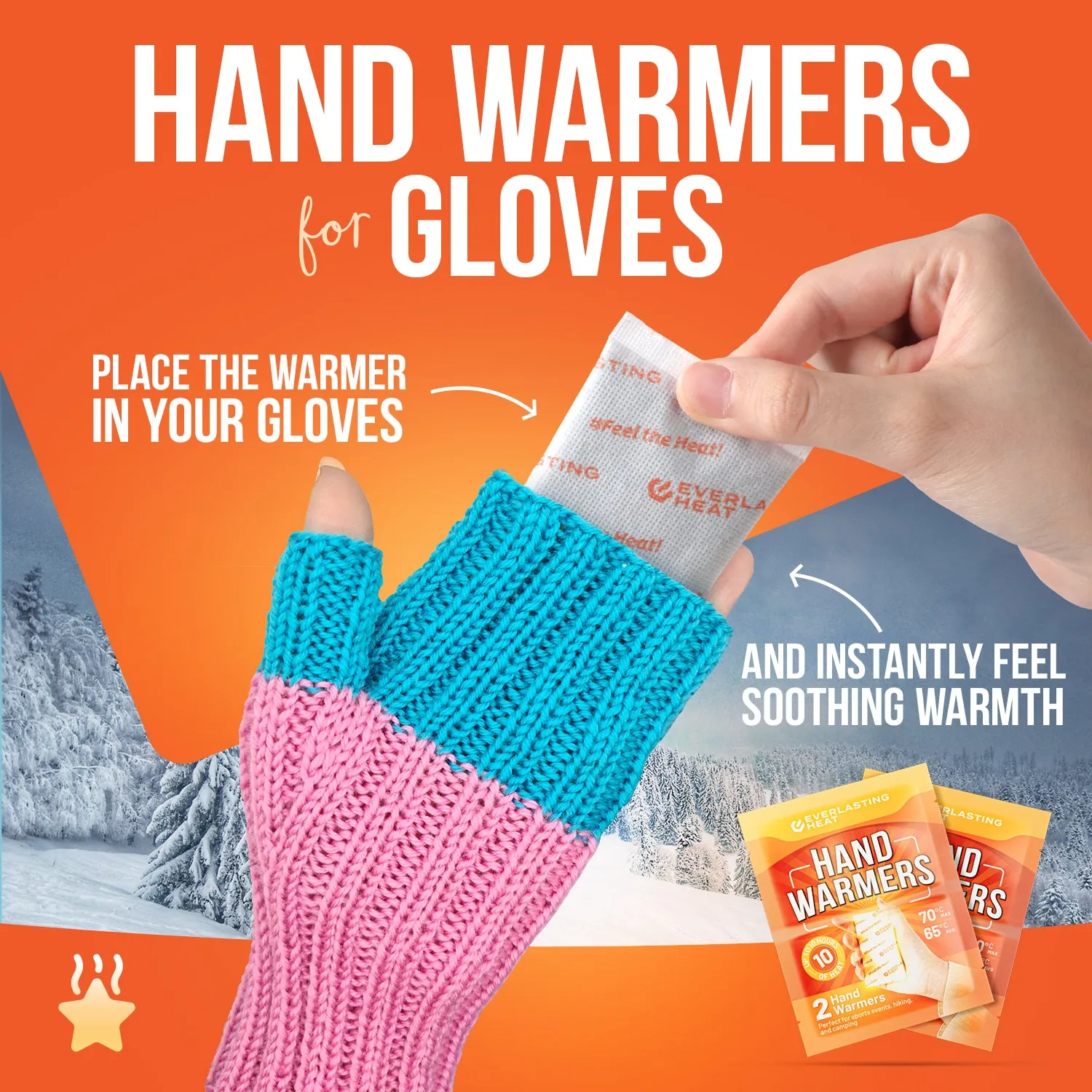 Hand Warmers 20 Pairs (40 Warmers) - Up to 10 Hours of Long Lasting Warmth and Hot Hands - Easy Air Activation for Hands, Body and Feet - TSA Approved