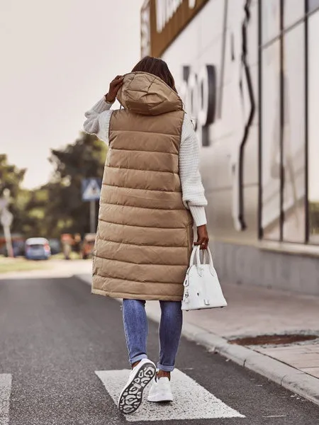 Harajuku Jacket Women Sleeveless Casual Parkas Autumn Winter Quilted Coat Hooded Parka Cotton Padded Long Jackets Overcoat