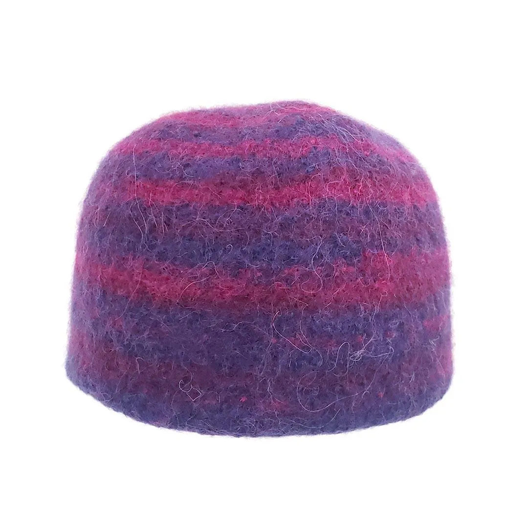 Hat - Felted Wool Cap in Blue and Red Stripe (Assorted Sizes) by Snooter-doots