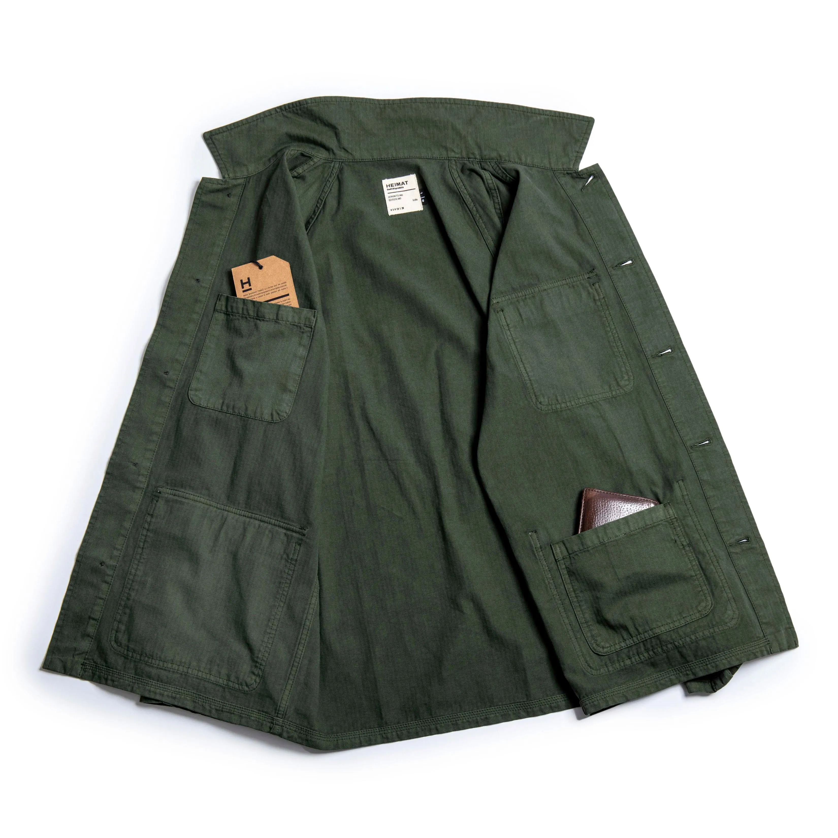 Heimat Textil Herringbone Journey Coat - Military Green