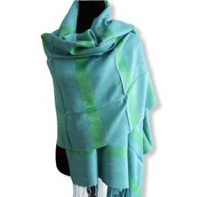 Helyat Handwoven Shawl - Turquoise & Green