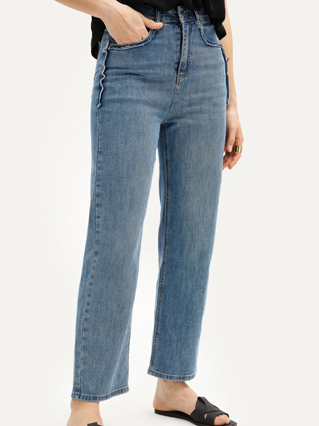 High Waist Pocket High Stretch Long Jeans