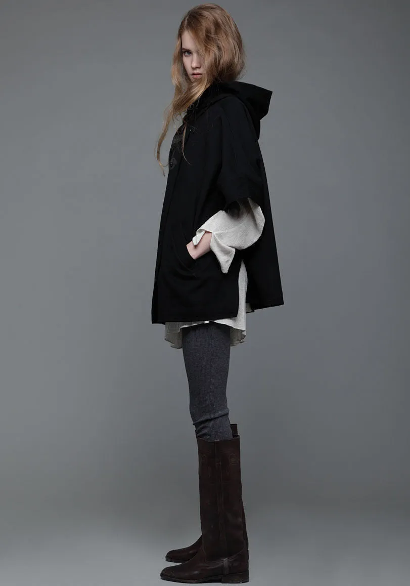 Hooded Wool Poncho