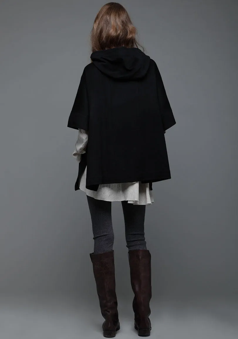 Hooded Wool Poncho