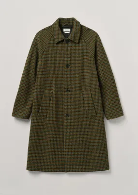 Houndstooth Wool Raglan Coat | Mustard/Multi