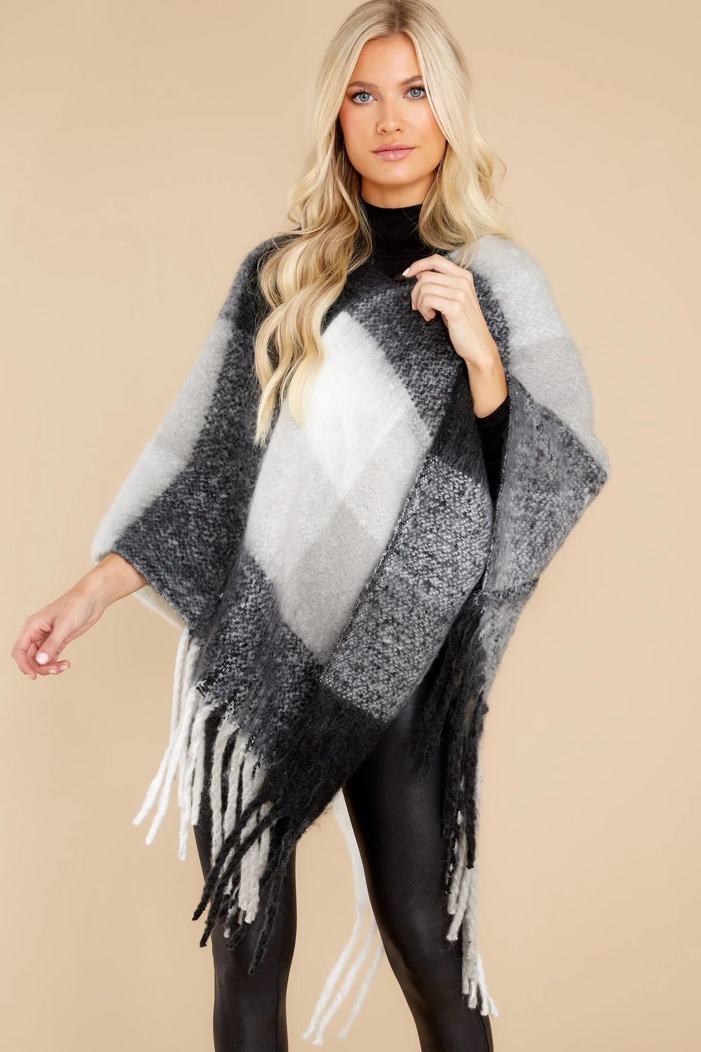 In The Wind Black And White Poncho