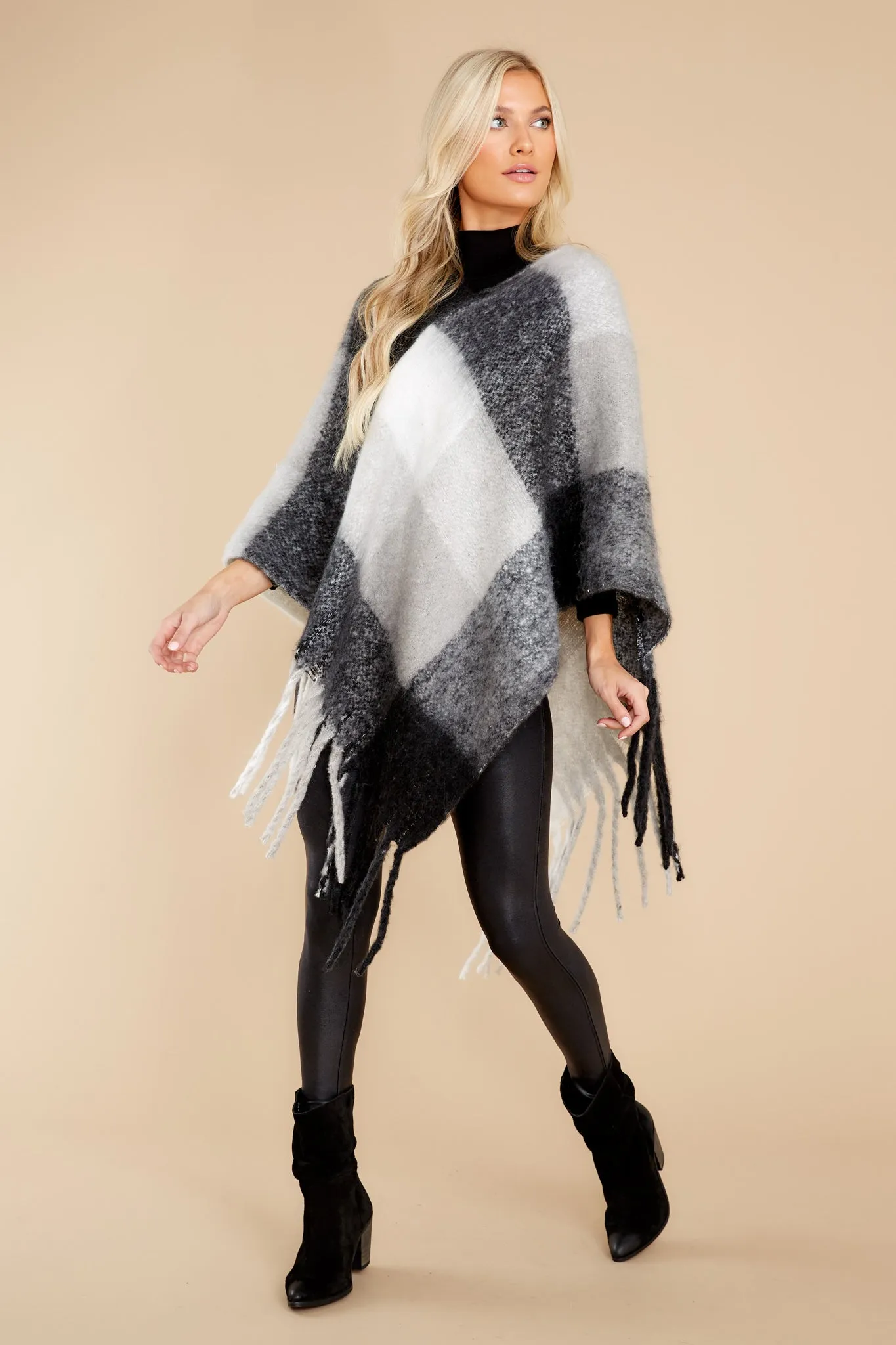 In The Wind Black And White Poncho