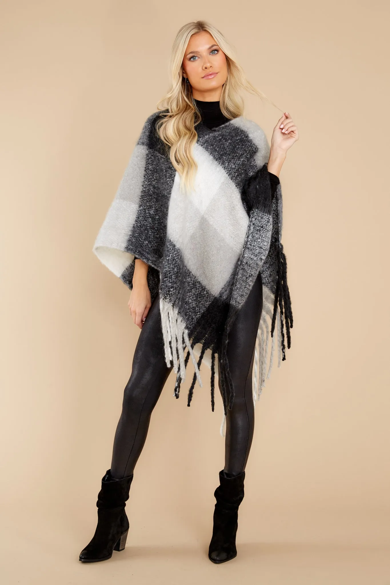 In The Wind Black And White Poncho