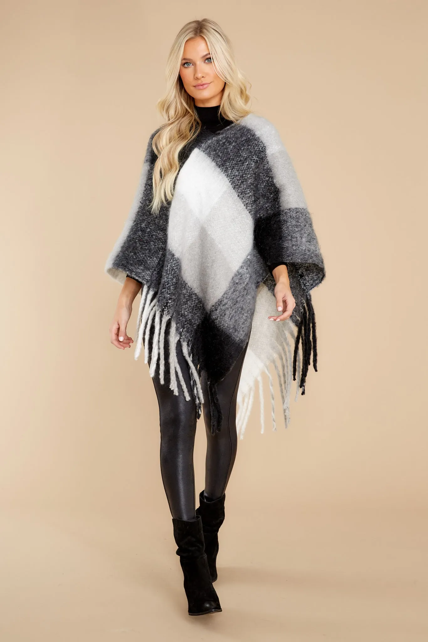 In The Wind Black And White Poncho