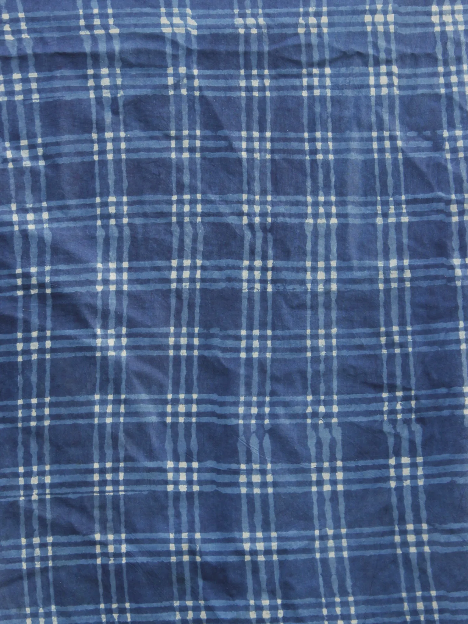 Indigo White Check Hand Block Printed Wrap Around Skirt  - S40F165