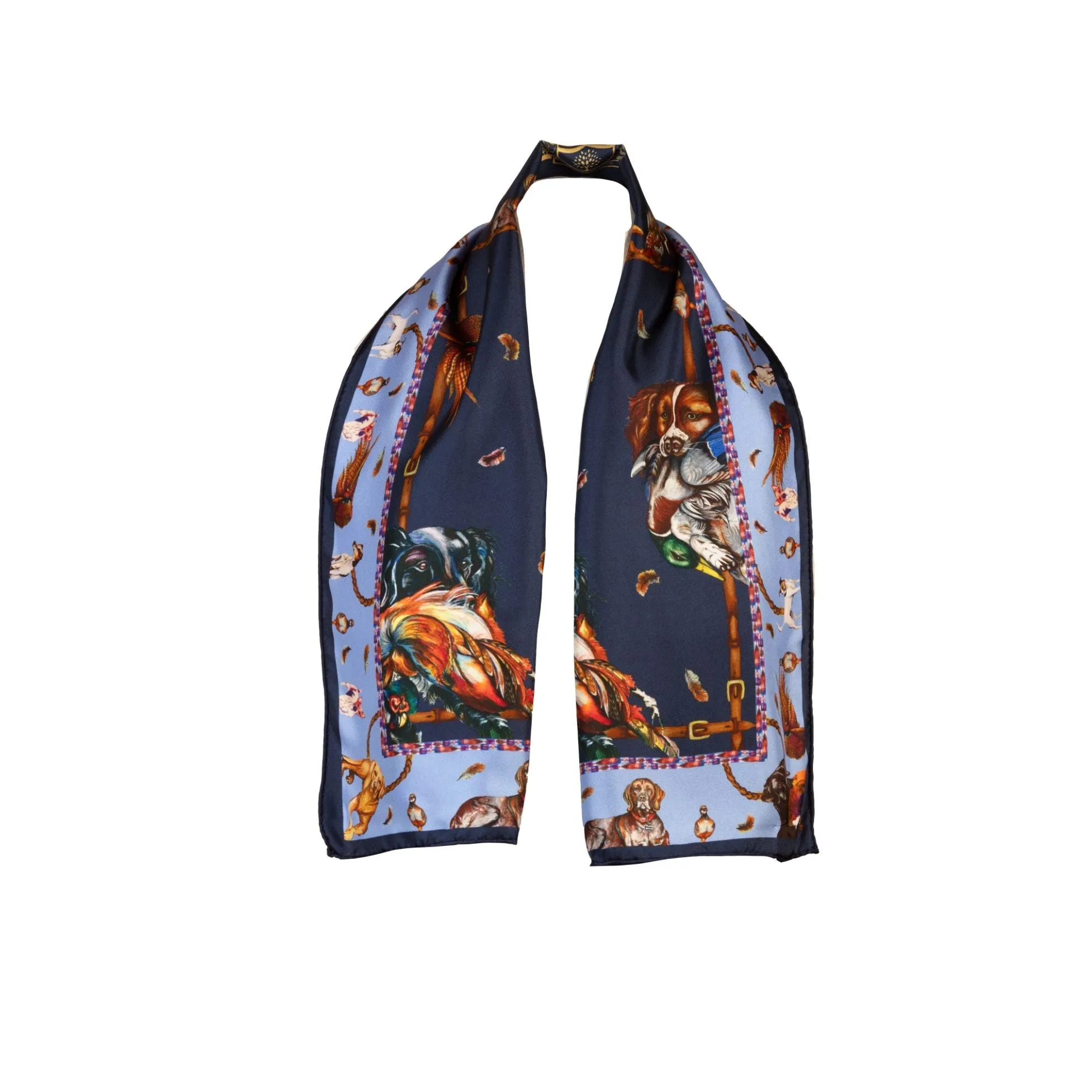 It's a Dog's Life Navy & Cobalt Narrow Silk Scarf