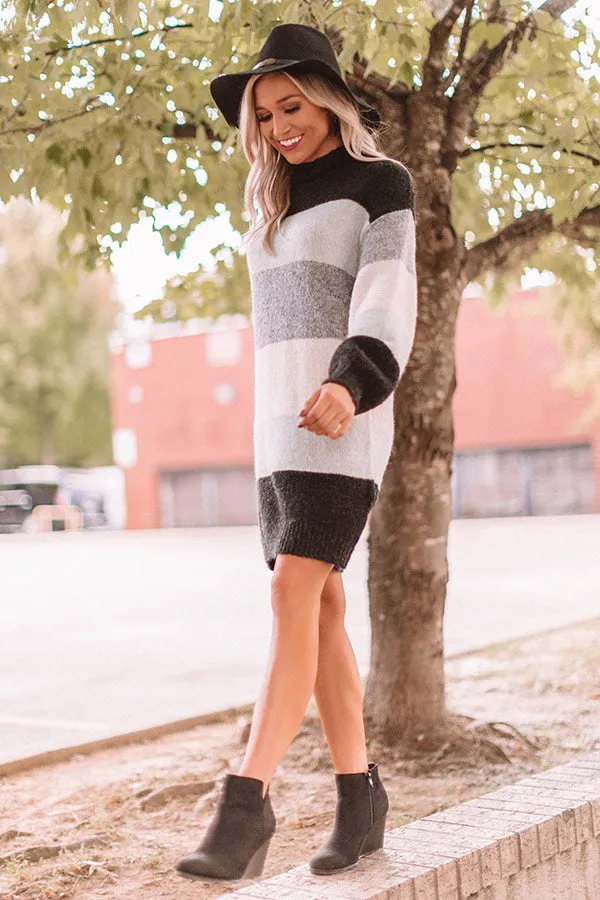 It's All For Fall Stripe Tunic Dress In Black