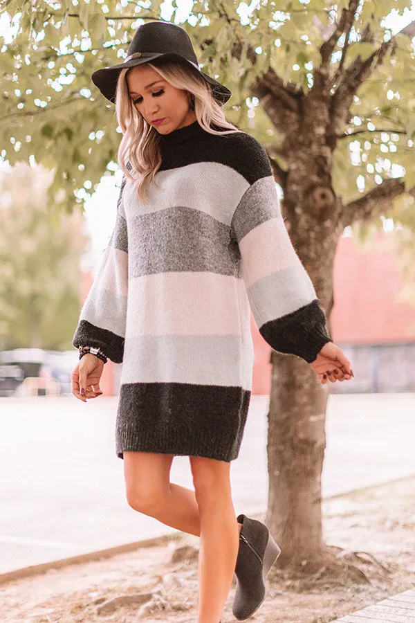 It's All For Fall Stripe Tunic Dress In Black