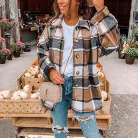 Joskaa Autumn Plaid Jacket Women Overshirt Long Checkered Jacket Female Long Sleeve Winter Coat Shirt Jacket For Women