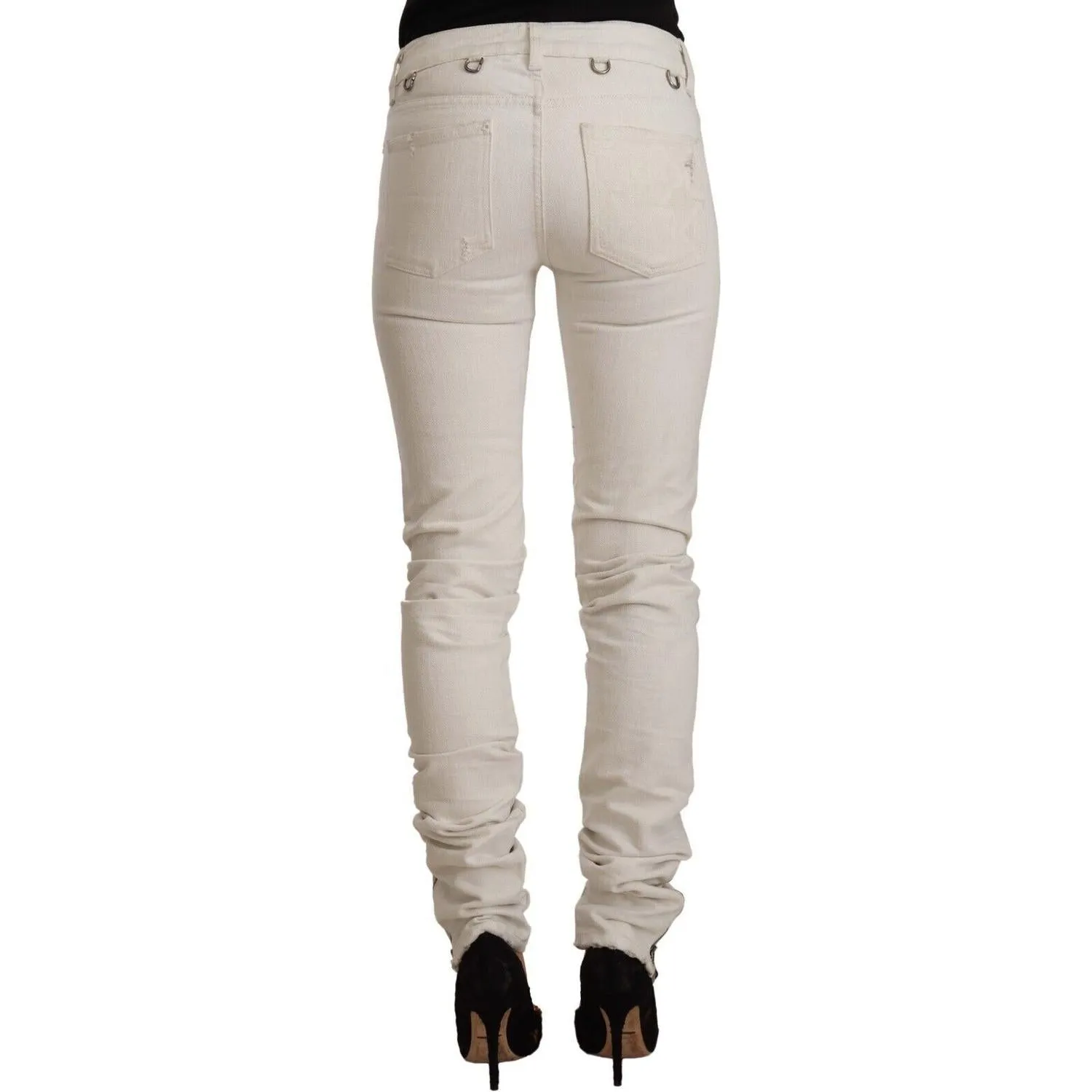 Karl Lagerfeld Chic White Mid-Waist Slim Fit Jeans