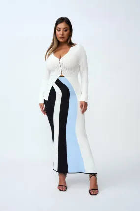 Kira Curve Knit Skirt | Final Sale - Black Blue Ivory