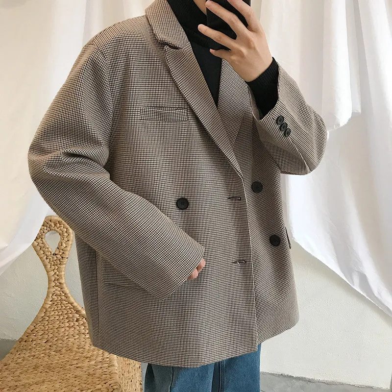 [Korean Style] James Oversized Double Breasted Plaid Blazer