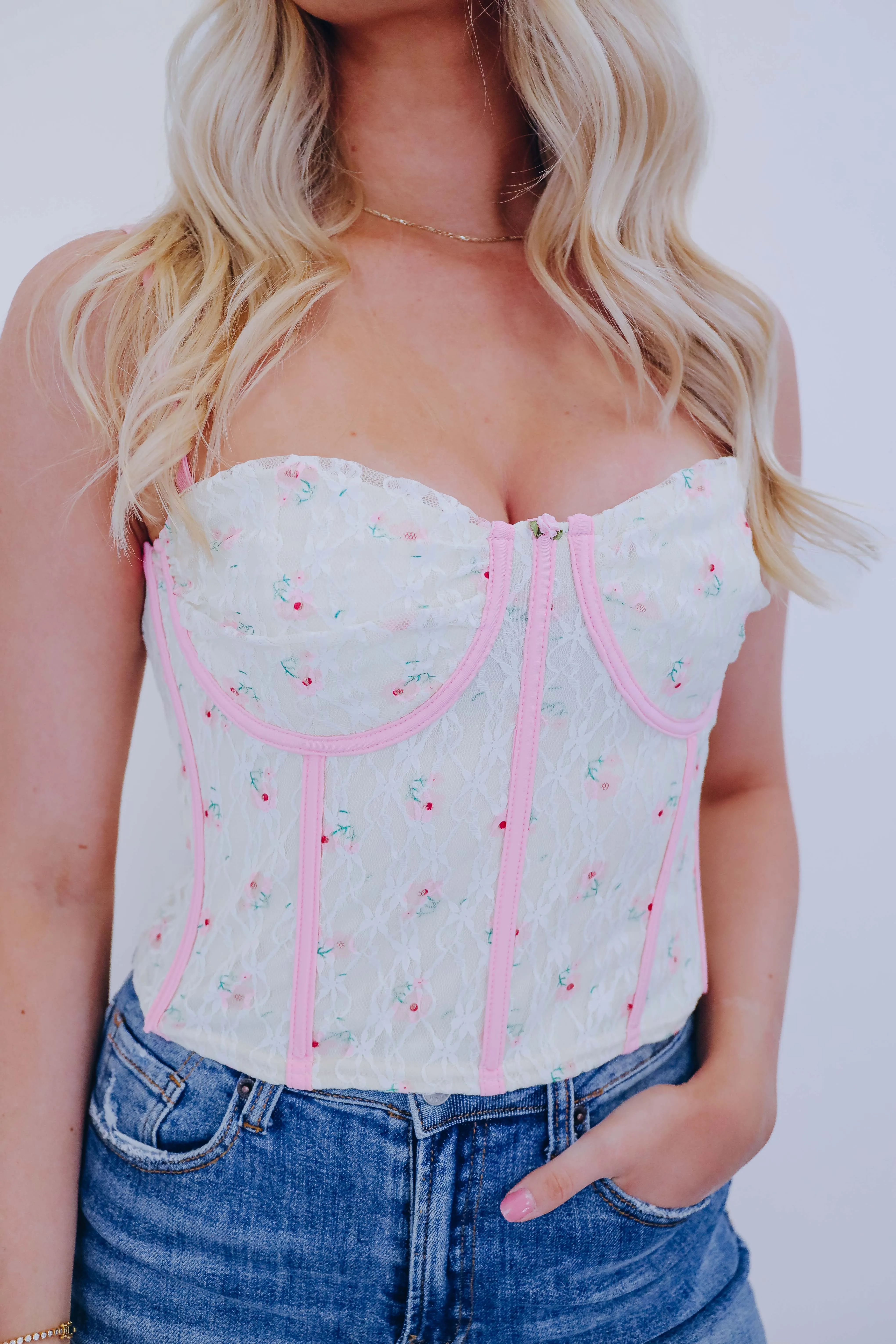 Kyra Lace Floral Corset Top