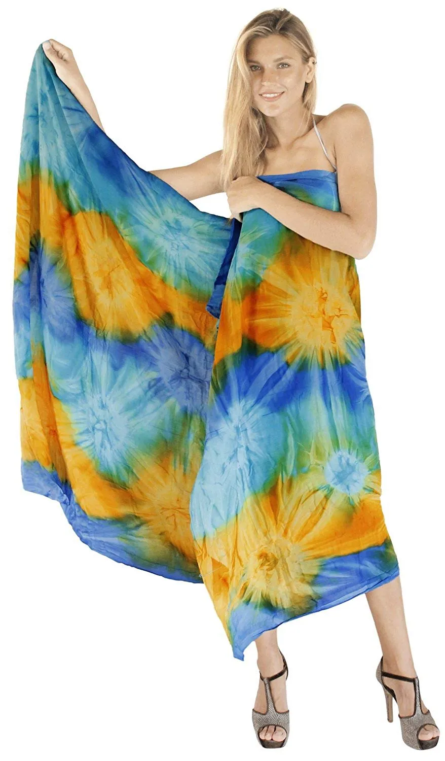 LA LEELA Swimsuit Cover-Up Sarong Beach Wrap Skirt Hawaiian Sarongs for Women Plus Size Short Half Mini I