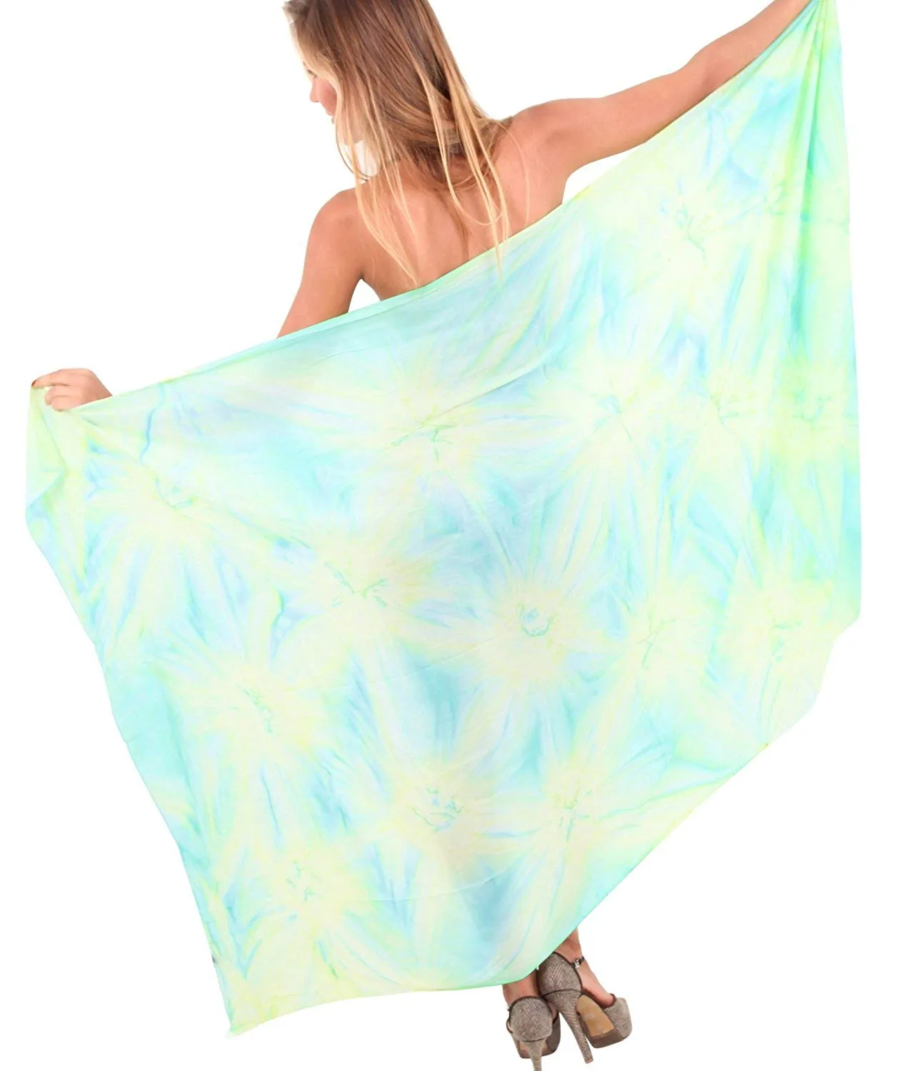 LA LEELA Swimsuit Cover-Up Sarong Beach Wrap Skirt Hawaiian Sarongs for Women Plus Size Short Half Mini I