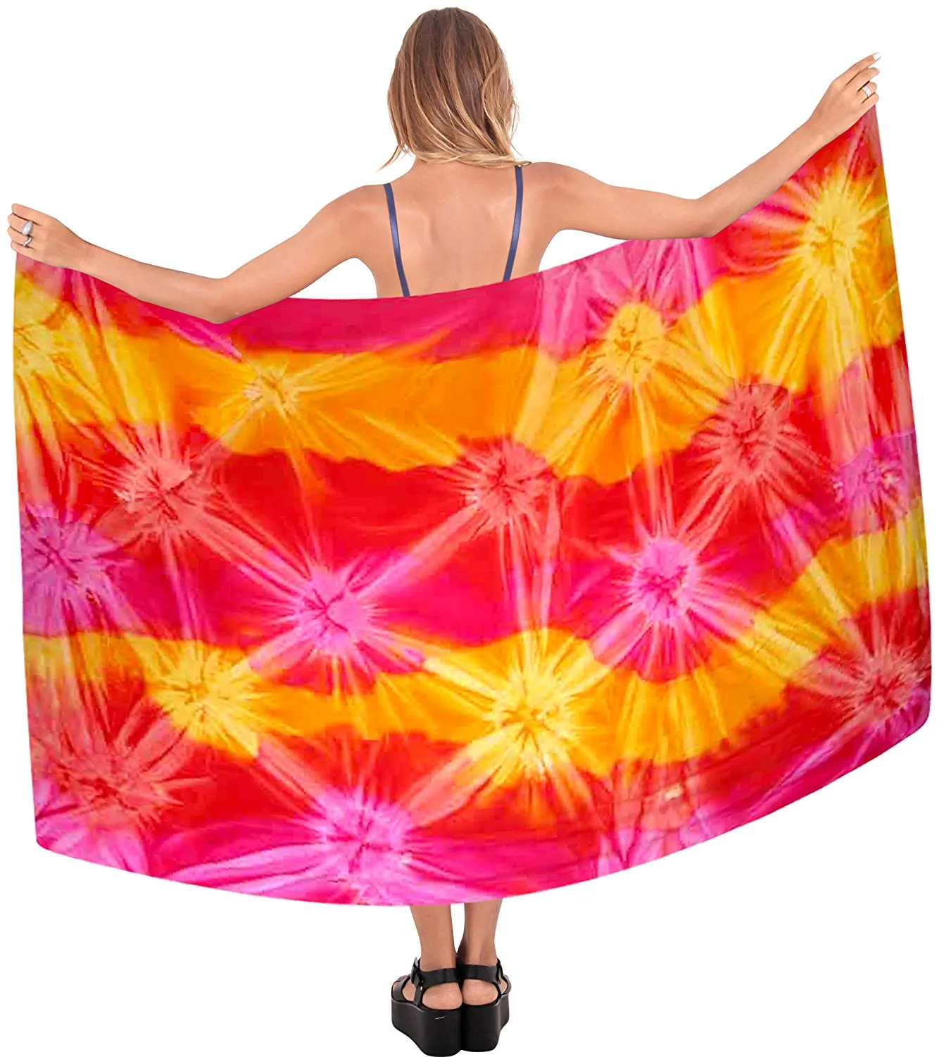 LA LEELA Swimsuit Cover-Up Sarong Beach Wrap Skirt Hawaiian Sarongs for Women Plus Size Short Half Mini I