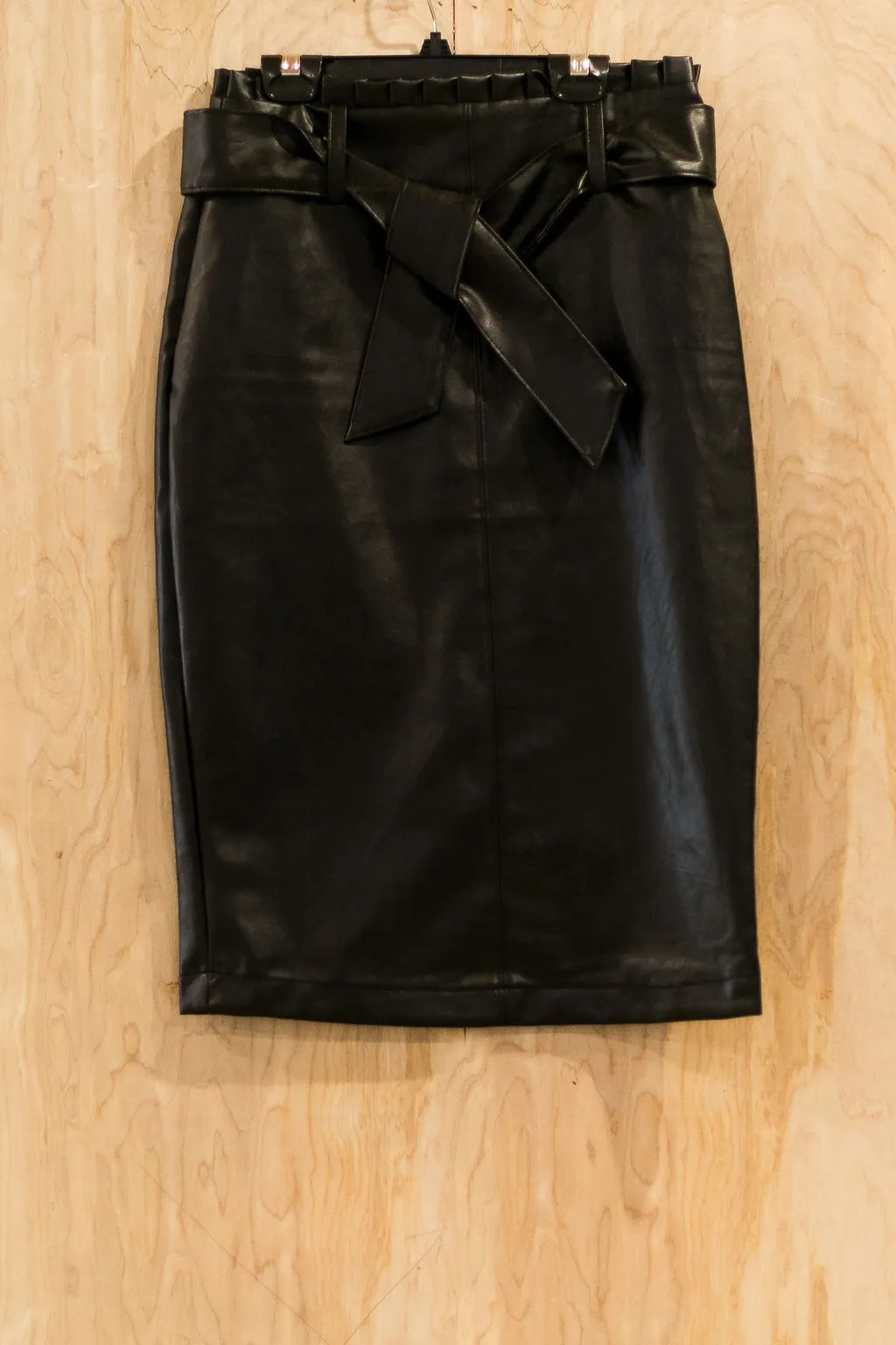 Last Chance Size Small and Medium | Bold Moves Vegan Leather Pencil Skirt in Black