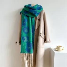 Leopard Jacquard Scarf - Green