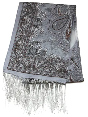 Lovely Hand Made Thai Floral Scarf Shawl Gray