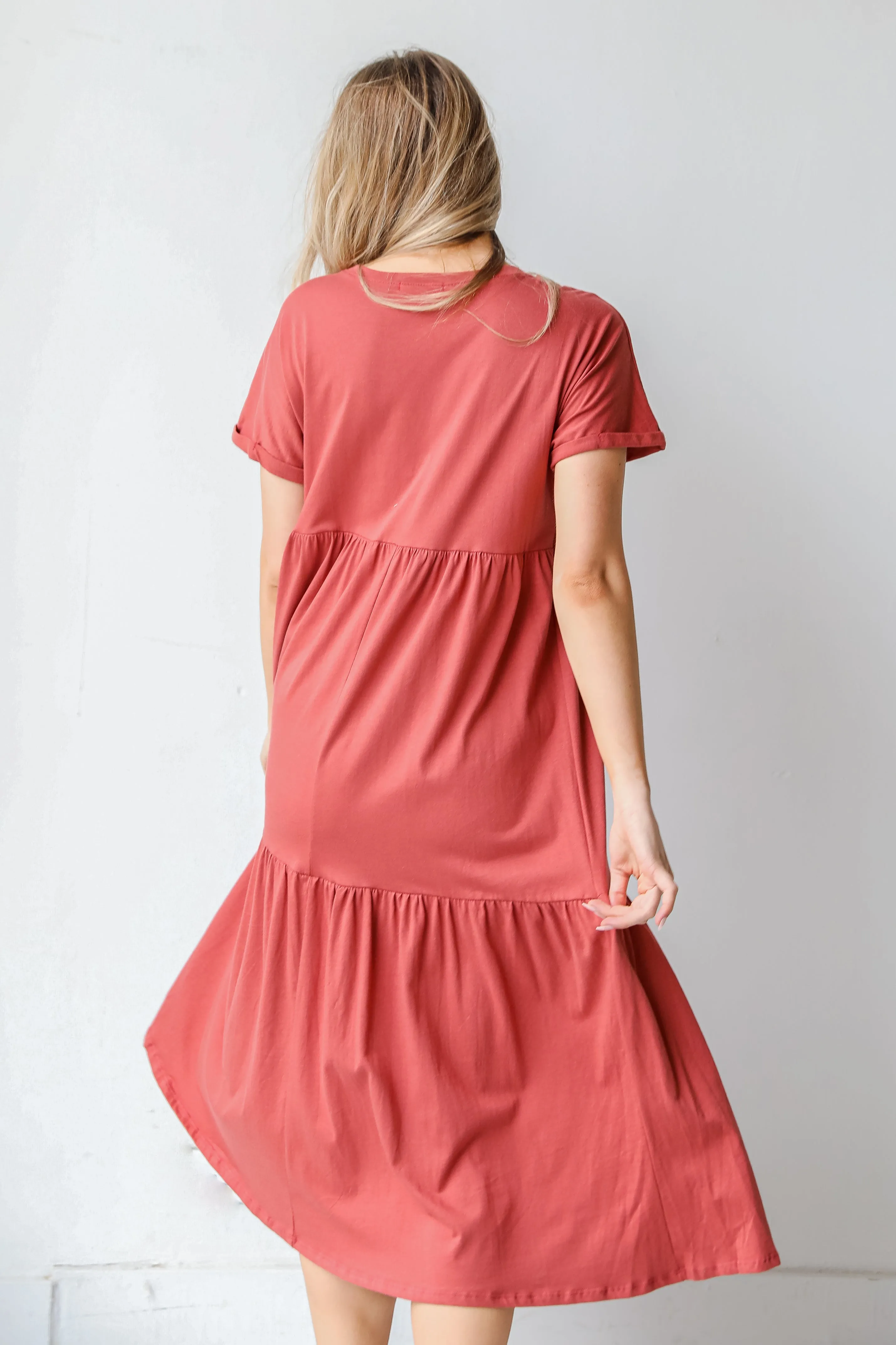 Make The Call Tiered Midi Dress