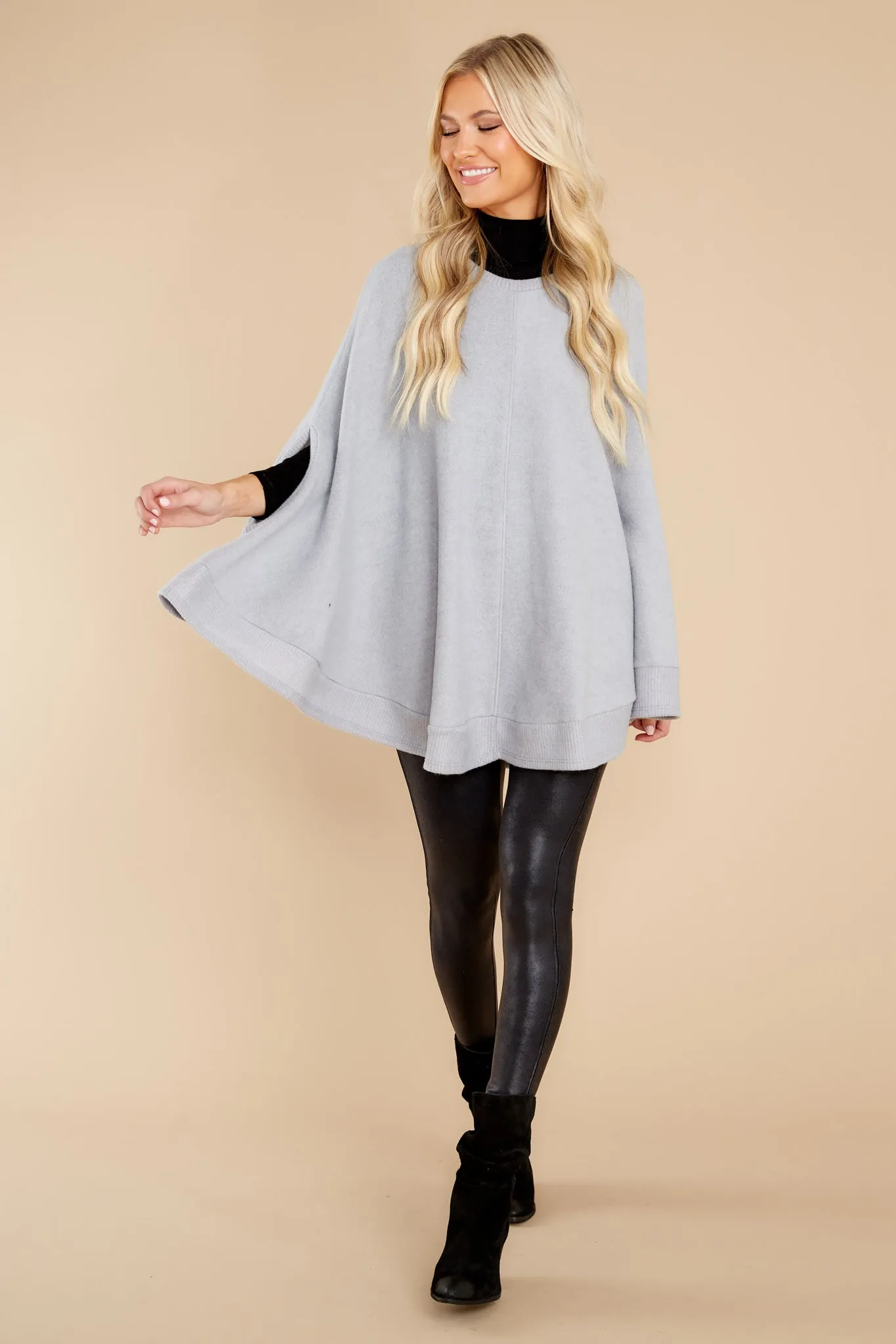 Make Your Mark Heather Grey Poncho