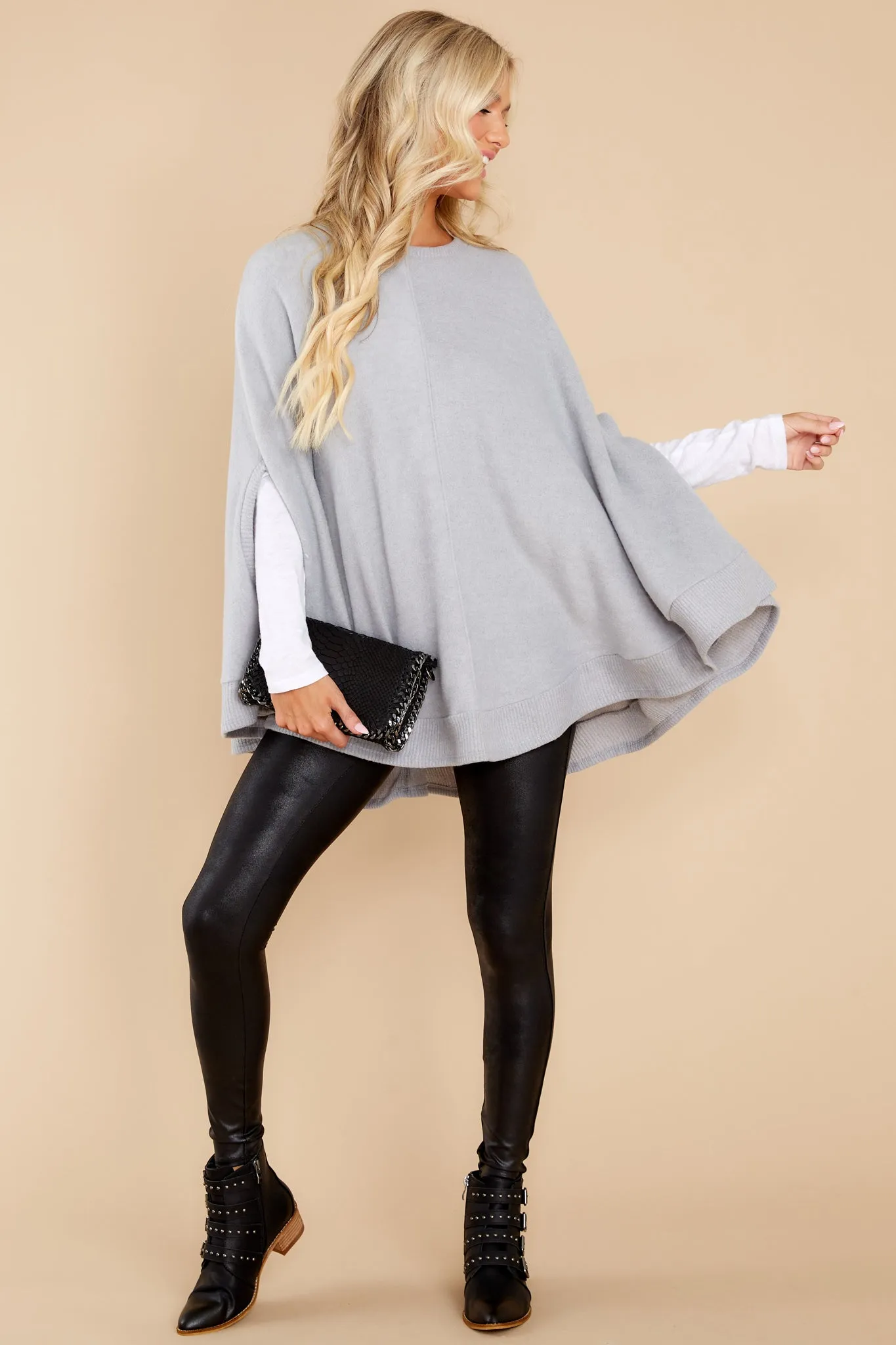 Make Your Mark Heather Grey Poncho