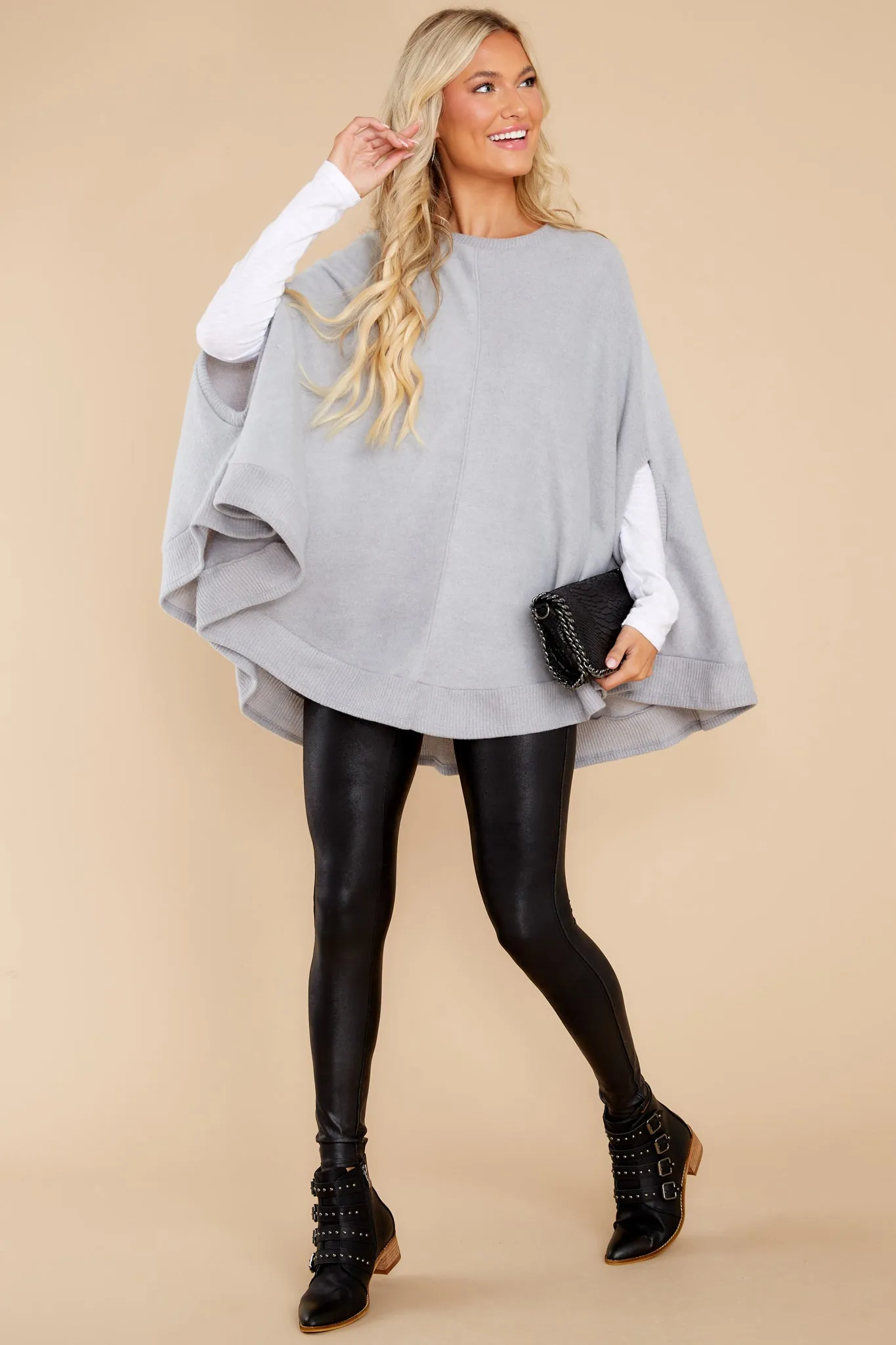 Make Your Mark Heather Grey Poncho