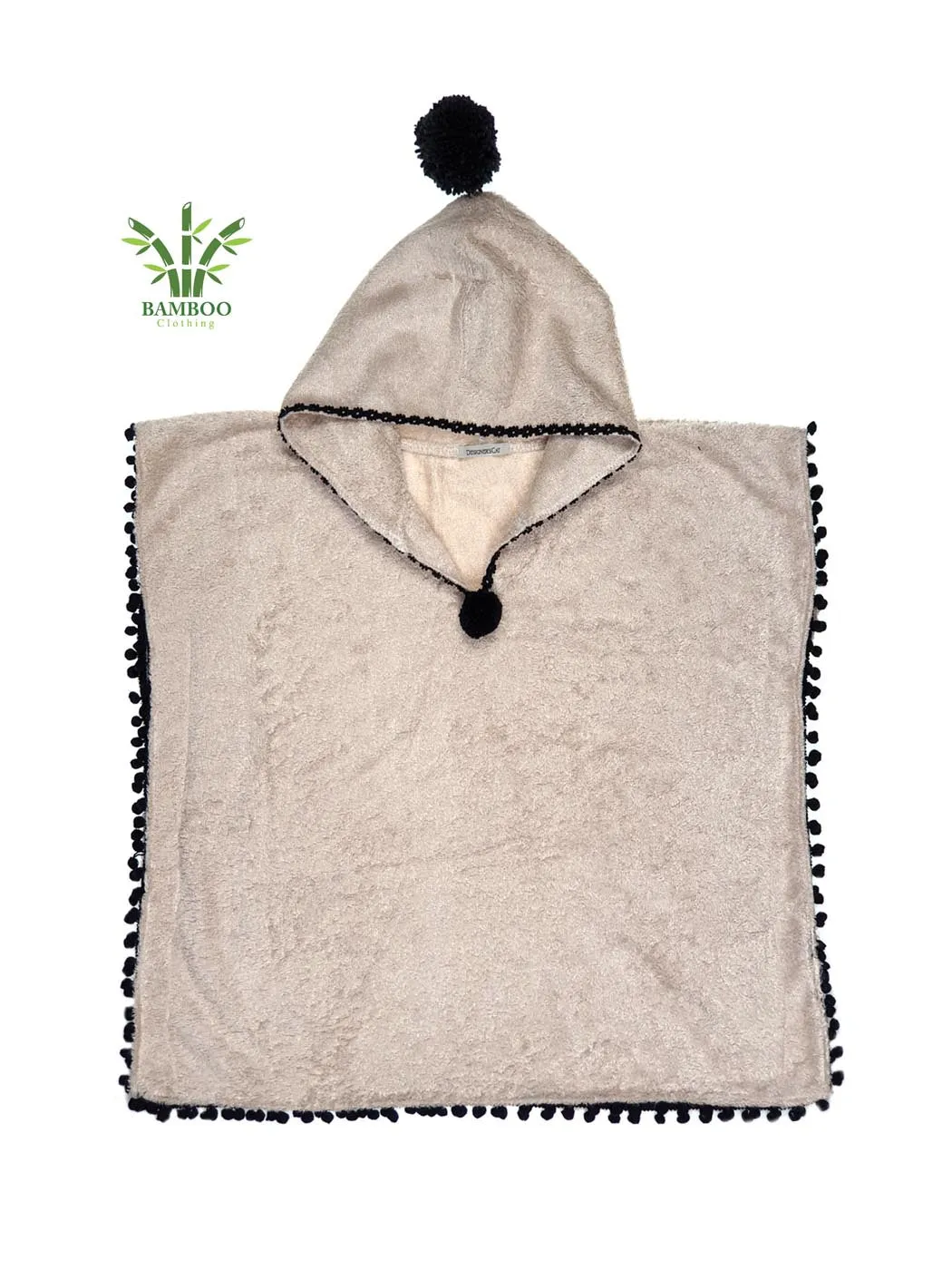 MALOX Beige-Black Poncho-Bathrobe for kids