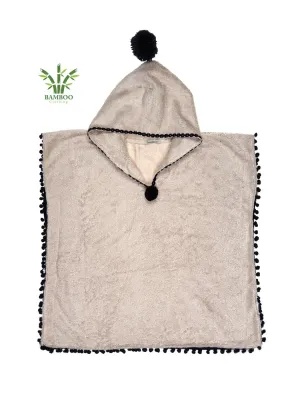 MALOX Beige-Black Poncho-Bathrobe for kids