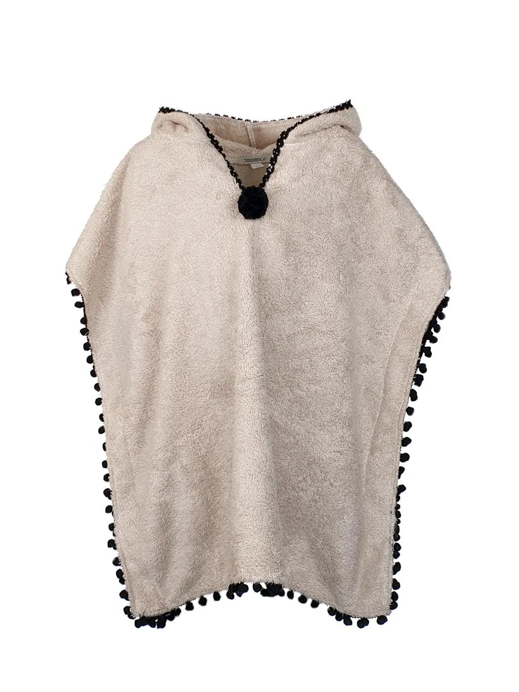 MALOX Beige-Black Poncho-Bathrobe for kids