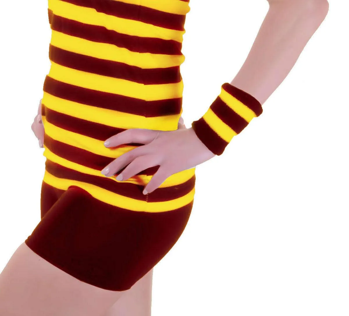 Maroon Yellow Harry Potter Stripped Tie Scarf Wrist Band Hat Fancy Dress