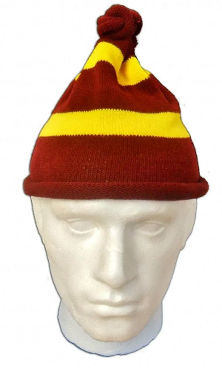 Maroon Yellow Harry Potter Stripped Tie Scarf Wrist Band Hat Fancy Dress