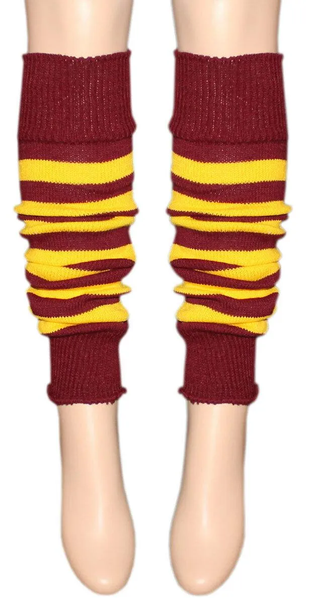 Maroon Yellow Harry Potter Stripped Tie Scarf Wrist Band Hat Fancy Dress