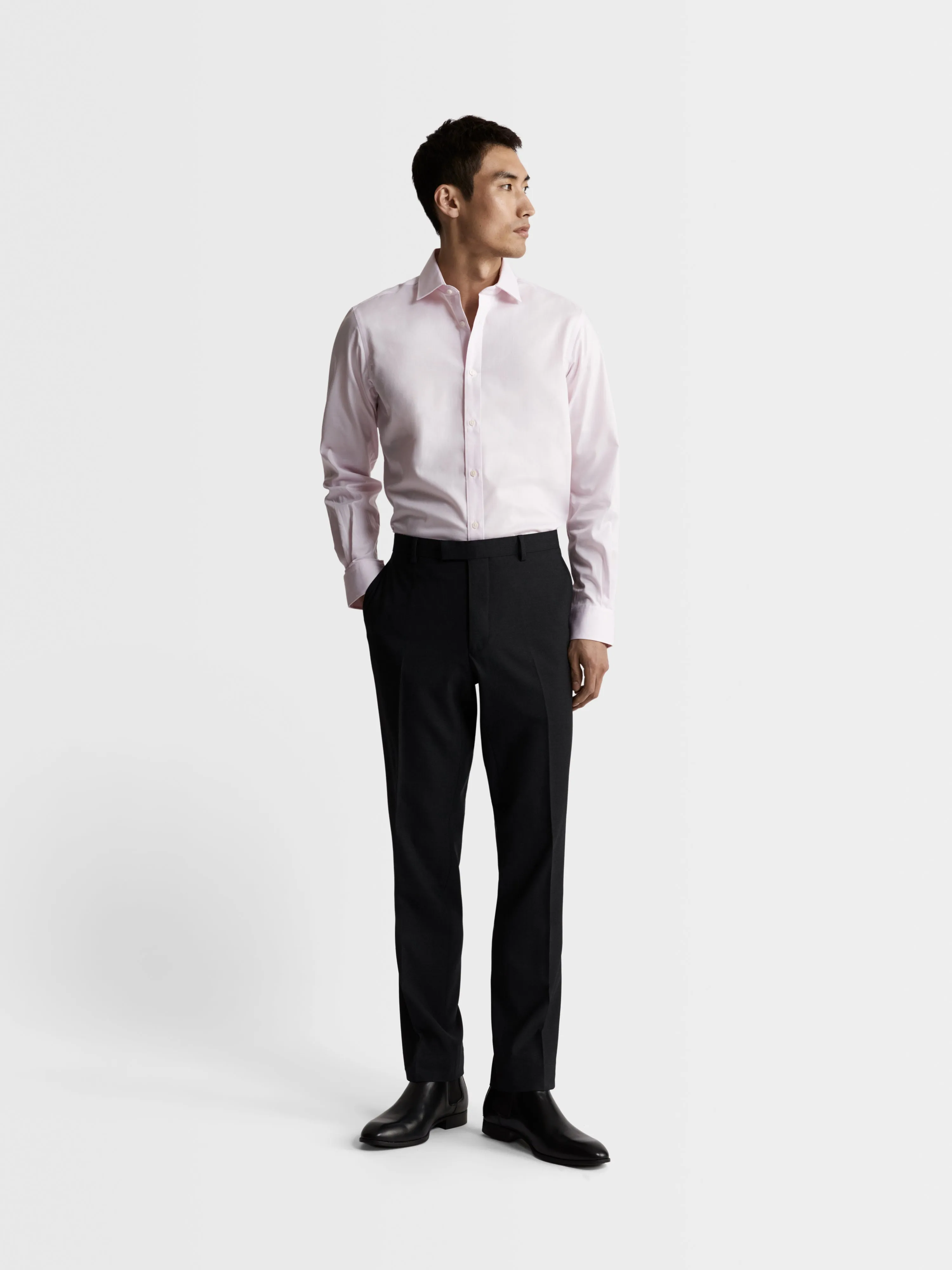 Max Performance Pink Twill Slim Fit Single Cuff Classic Collar Shirt