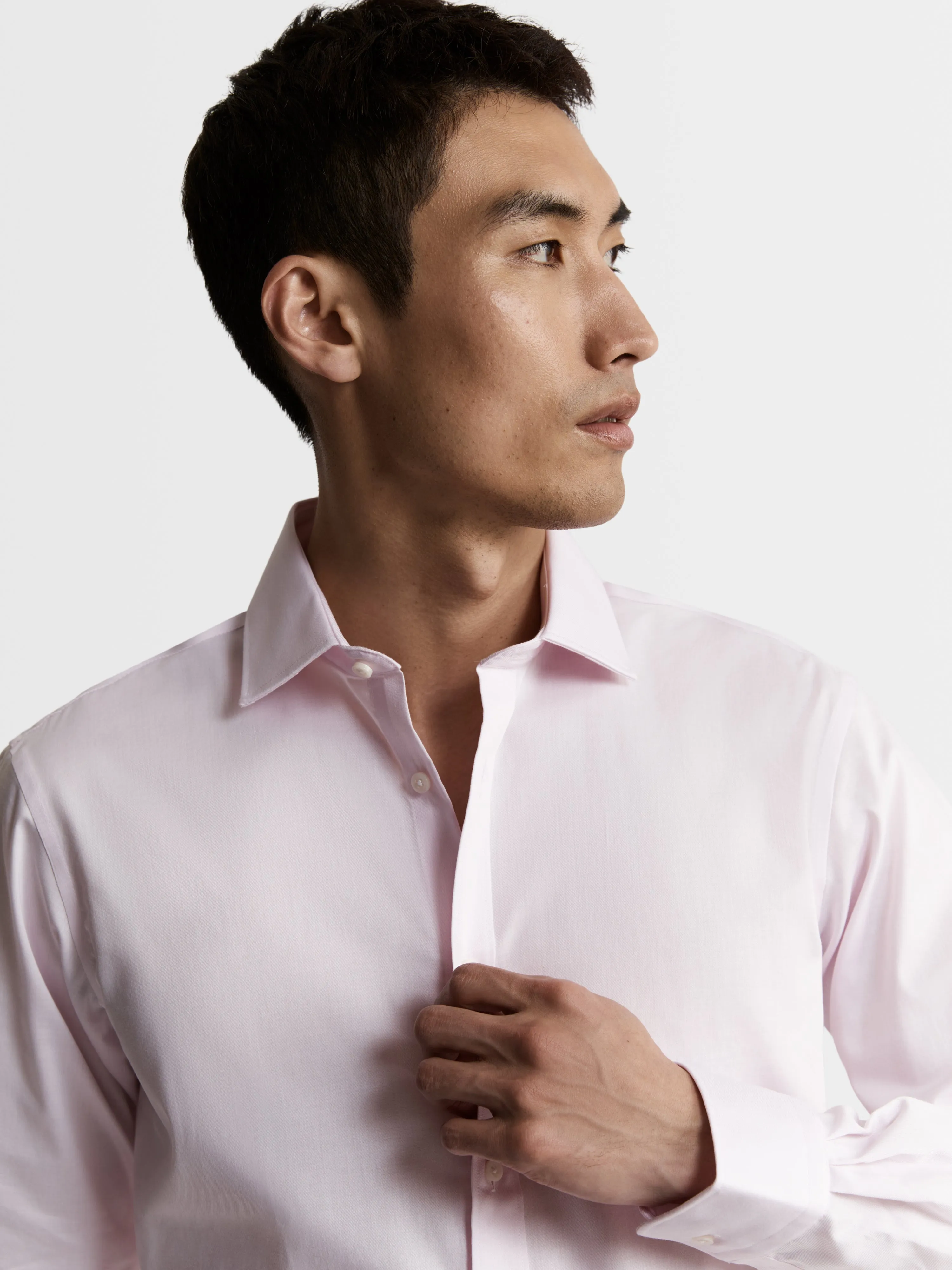 Max Performance Pink Twill Slim Fit Single Cuff Classic Collar Shirt