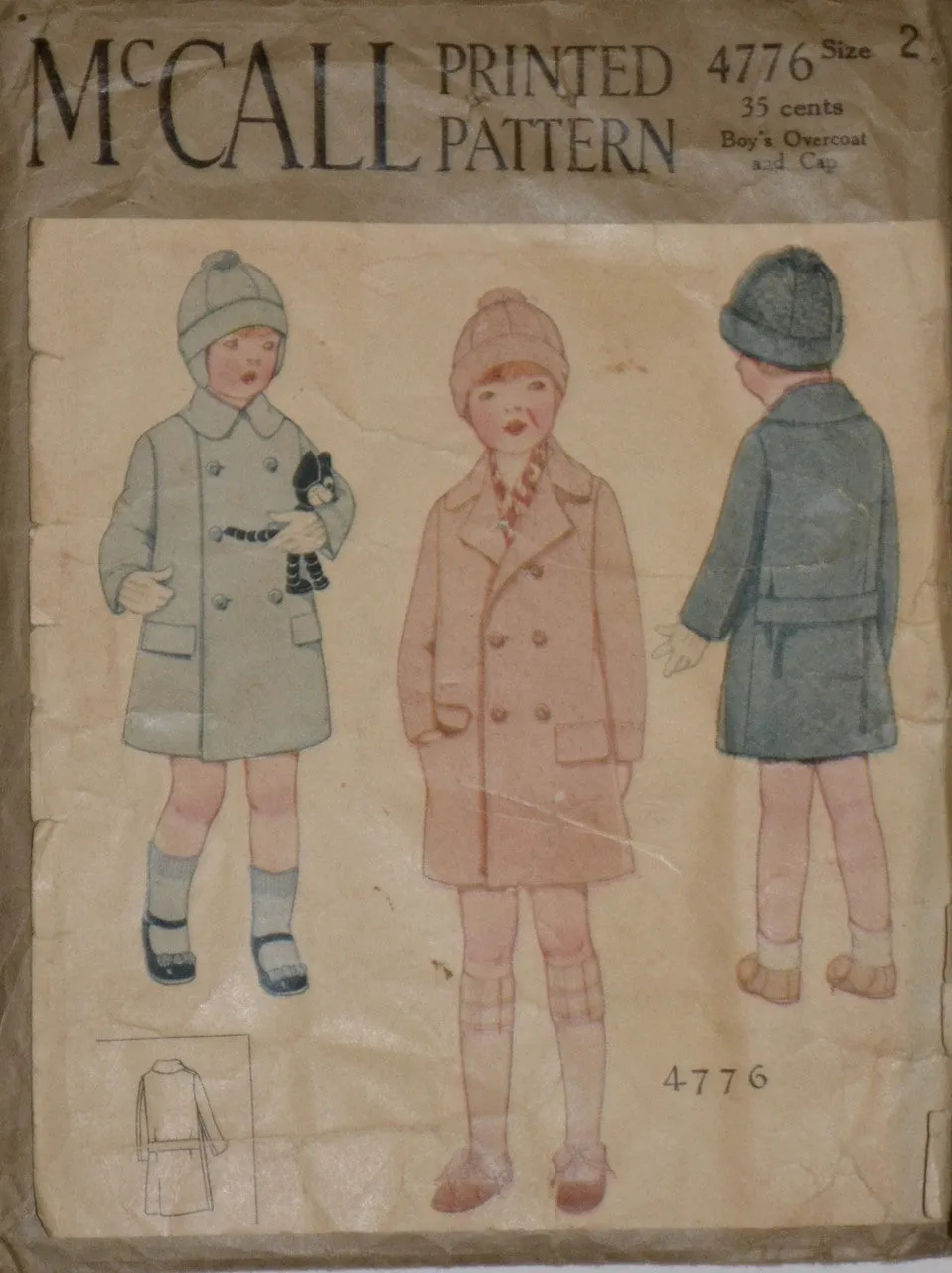 McCall 4776 1920s vintage boys coat and cap pattern Size 2