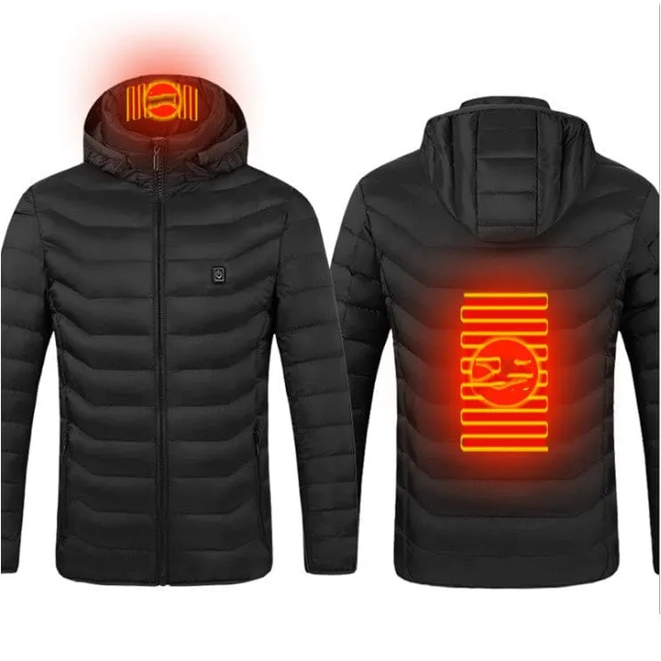 Men Fast Self-Heating USB Charger Hooded Winter Coat