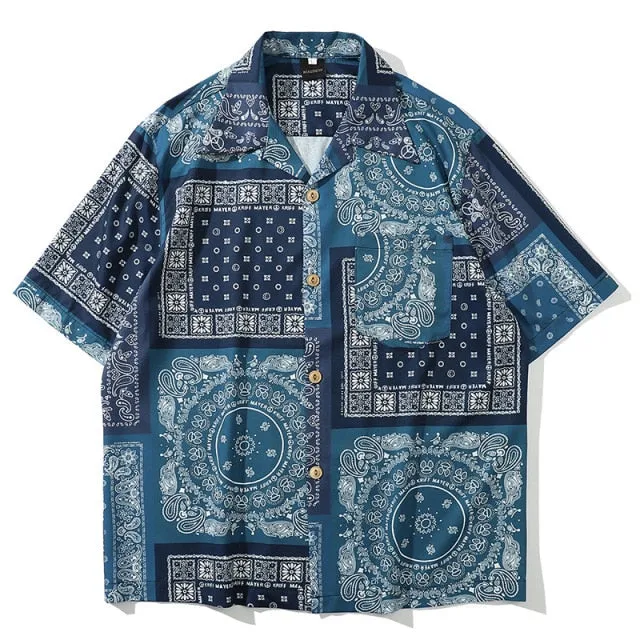 Men's Coat  Men Torrid Zone Hawaii Holiday Style Short Sleeve Plant Printed Shirt  Man Shirt Top Design Shirt Brand Shirt