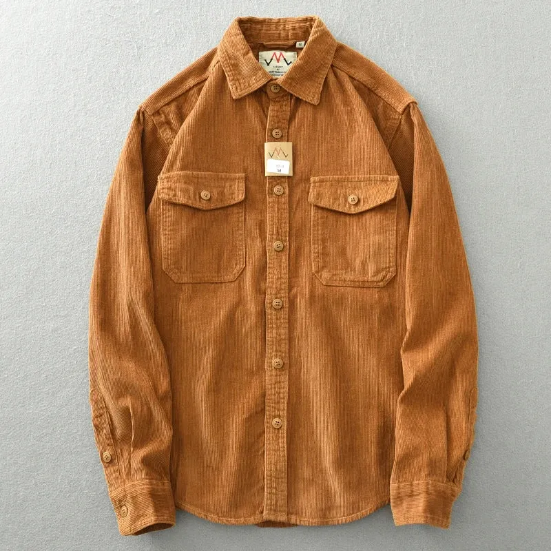 Men's Corduroy Cargo Shirt-Coat