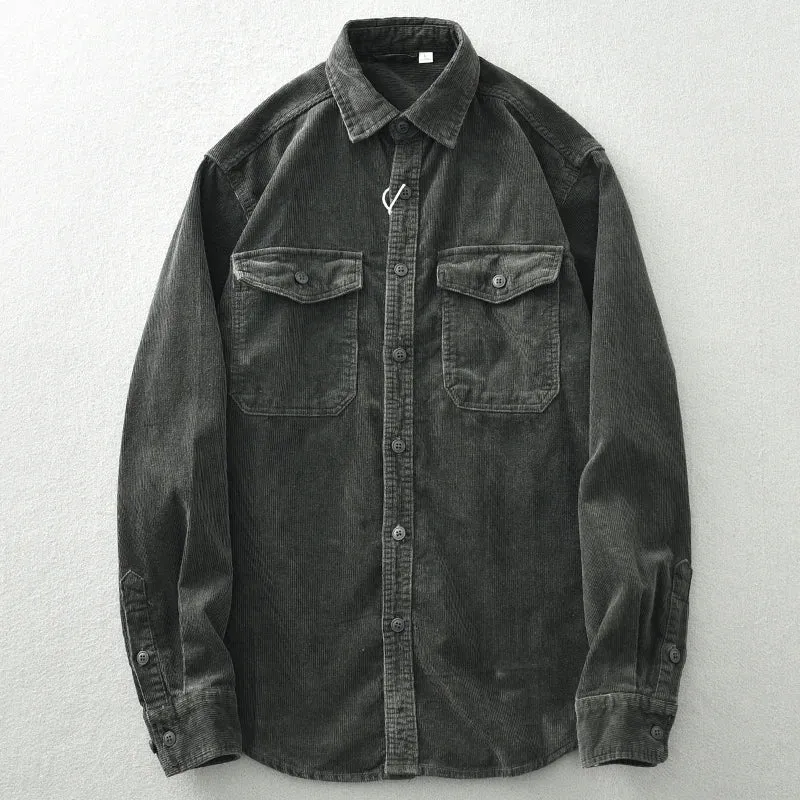 Men's Corduroy Cargo Shirt-Coat