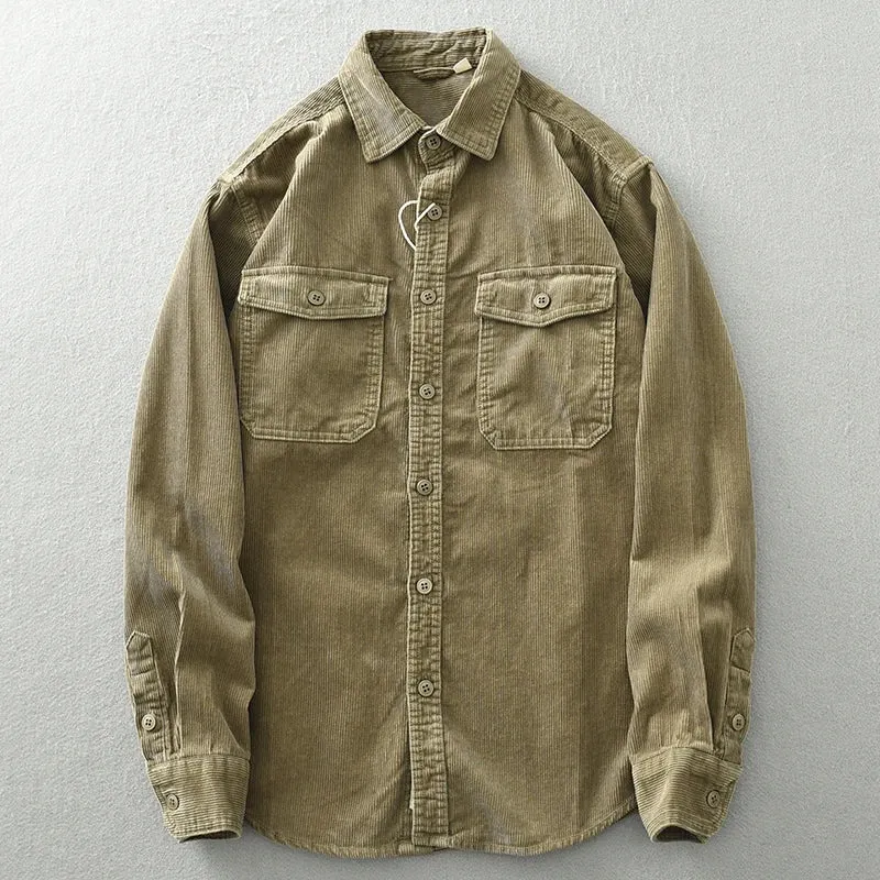 Men's Corduroy Cargo Shirt-Coat