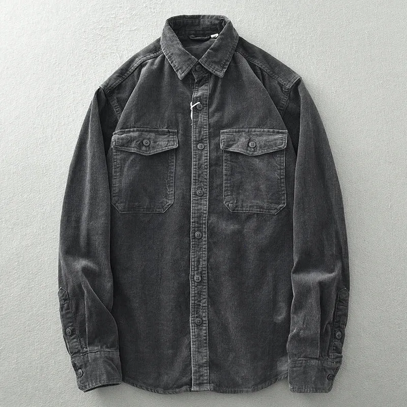 Men's Corduroy Cargo Shirt-Coat