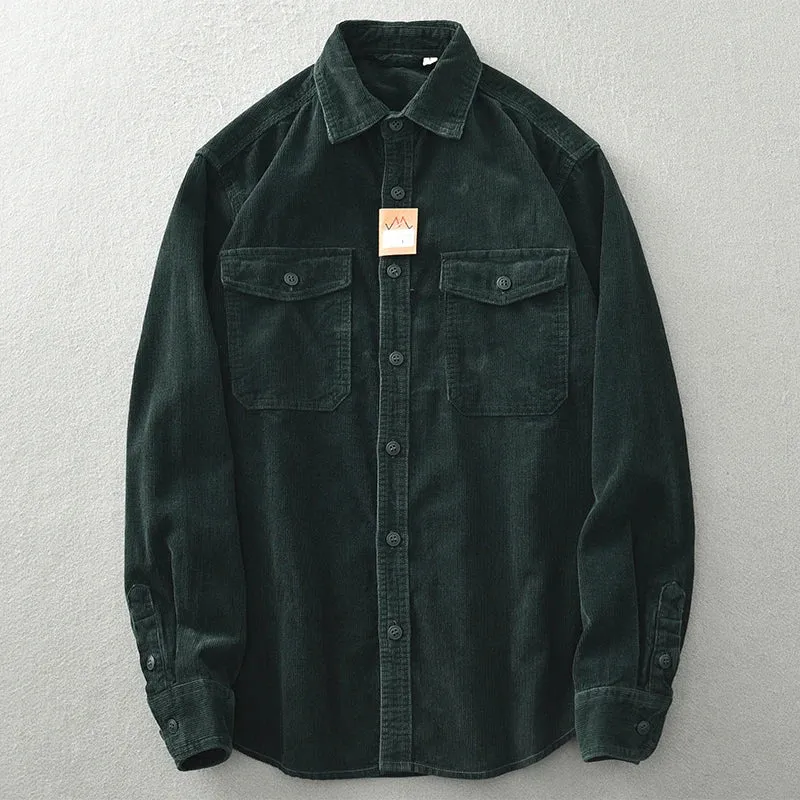 Men's Corduroy Cargo Shirt-Coat