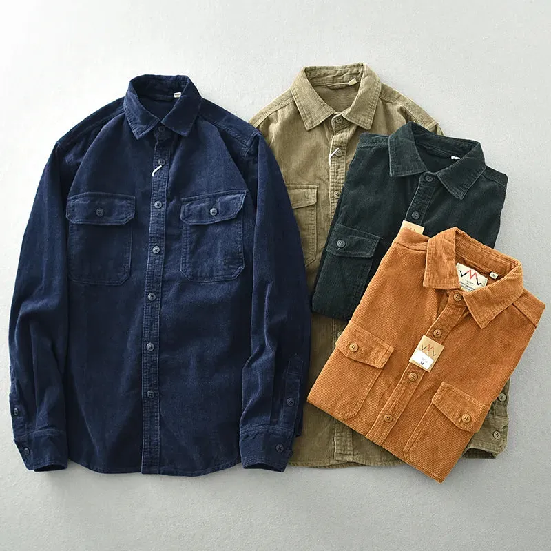 Men's Corduroy Cargo Shirt-Coat