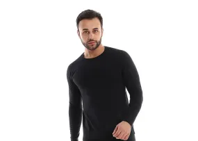 Men's Long Sleeve Cotton Undershirt - Black